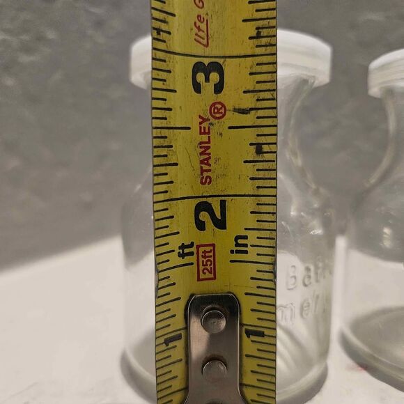 Crate & Barrel Creamery Clear Glass Carafe Jar Lids 2oz 3-1/4" Set of 2 - Picture 3 of 5